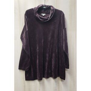 Pure Jill Velvet Velour Tunic Top, Purple, XL, Cowl Neck, Long Sleeve, COMFY!